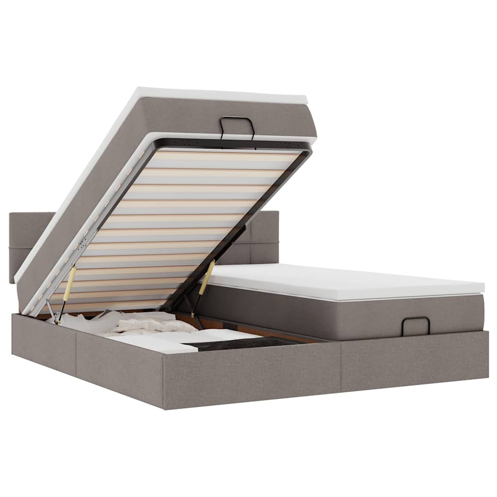 Cadru de pat otoman cu saltele Taupe 180x200cm Material GartenMobel Dekor