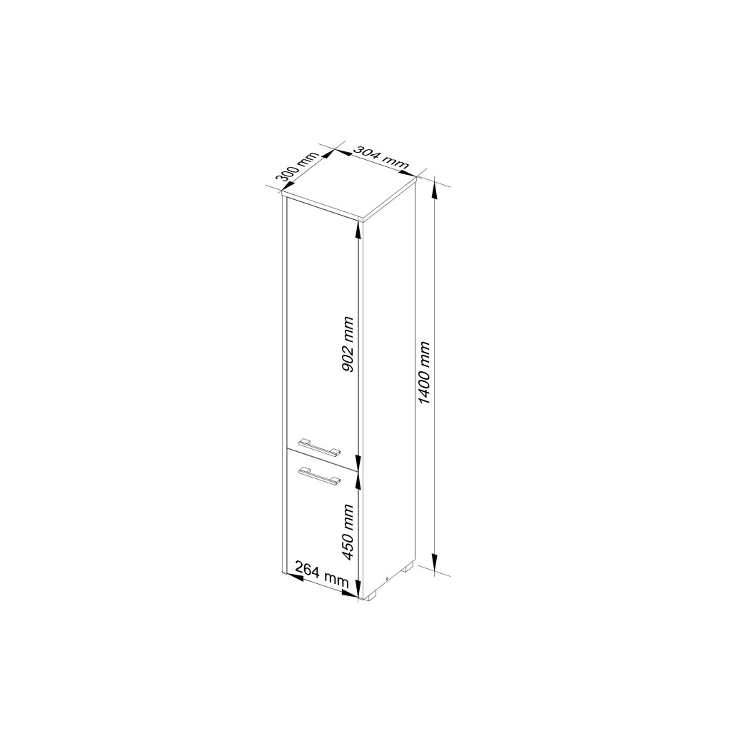 Dulap baie tip coloana cu 2 usi si 5 rafturi, PAL laminat, 30x30x140 cm, stejar sonoma Household NewTrend