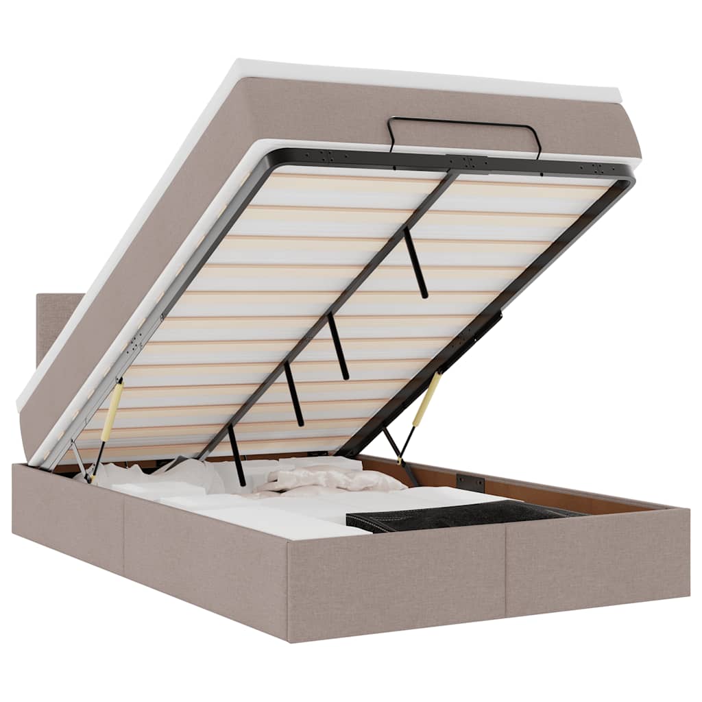 Cadru de pat otoman cu saltea Taupe 120x200cm Material GartenMobel Dekor