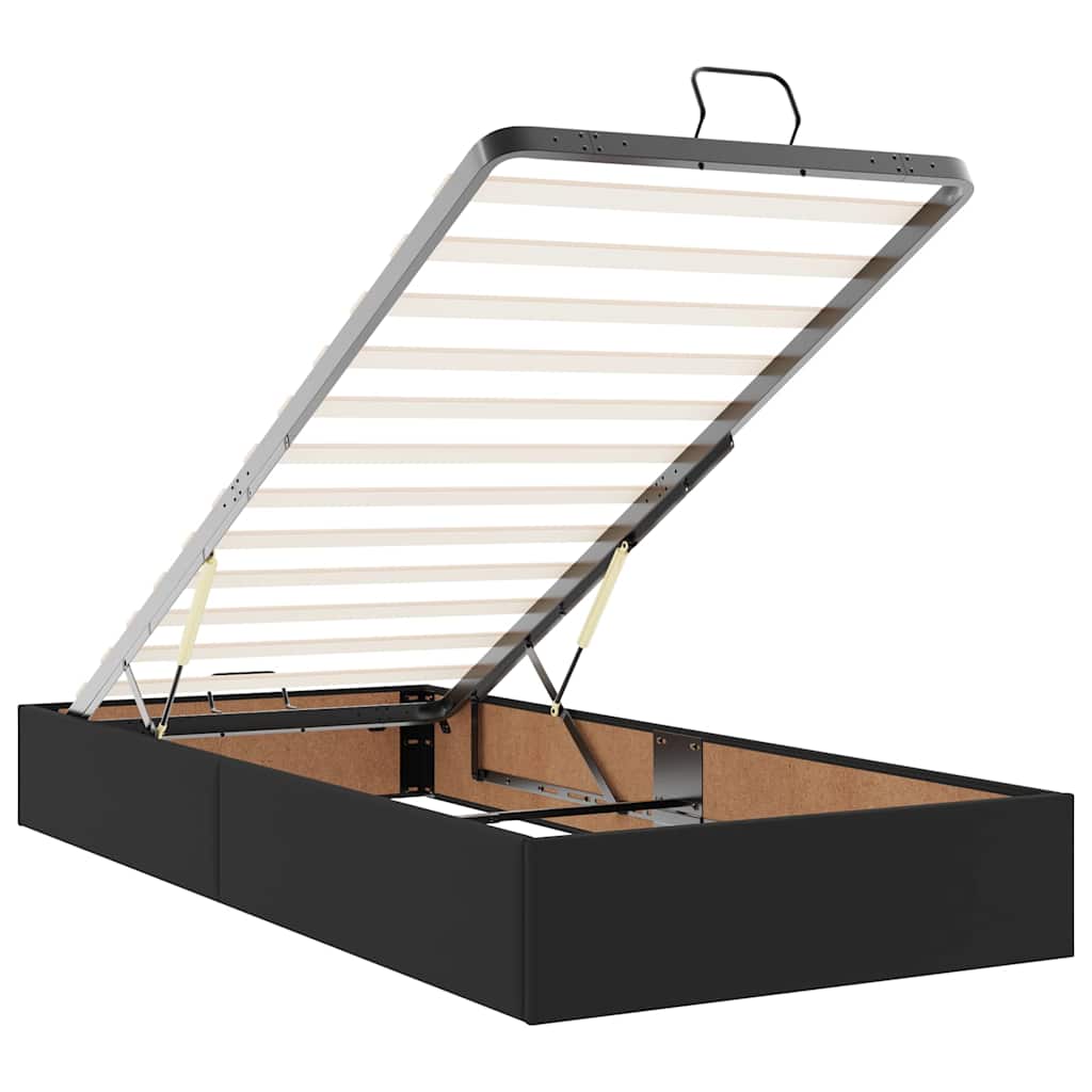 Cadru de pat otoman cu saltea neagră 90x190cm piele artificială GartenMobel Dekor