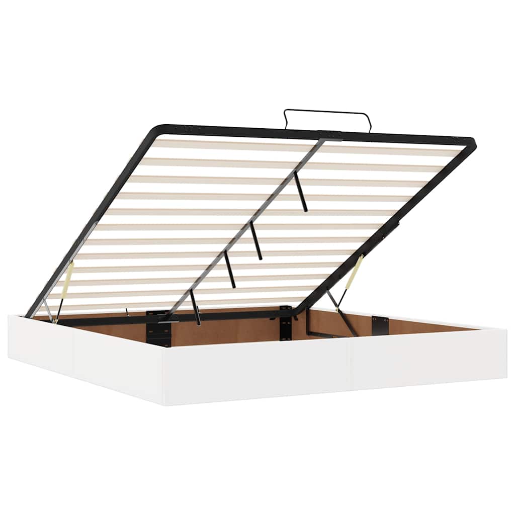 Cadru pat otoman cu saltea alb pur 200x200cm piele artificială GartenMobel Dekor