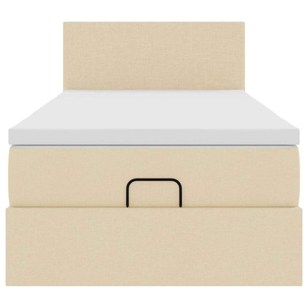 Pat otoman cu saltea și LED-uri, crem, 90x200 cm, textil GartenMobel Dekor