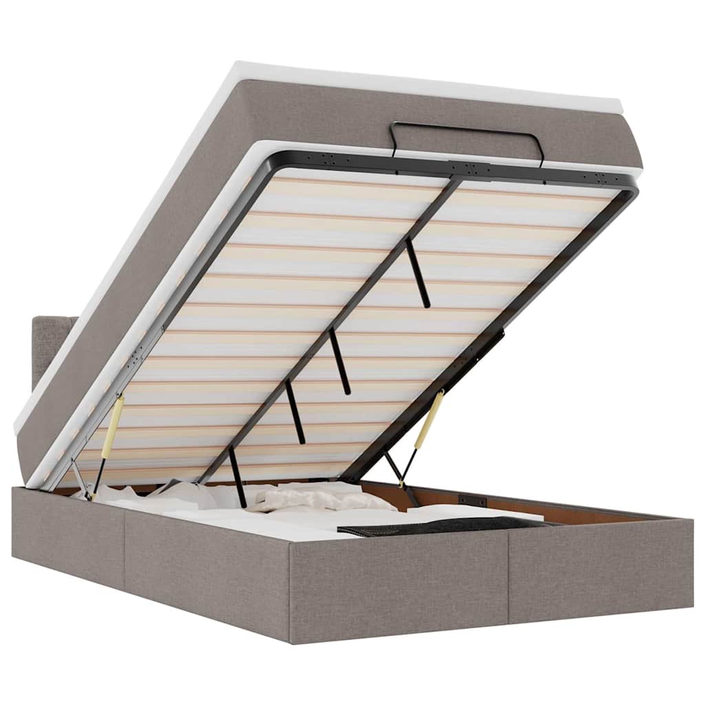 Cadru de pat otoman cu saltea Taupe 120x200cm Material GartenMobel Dekor