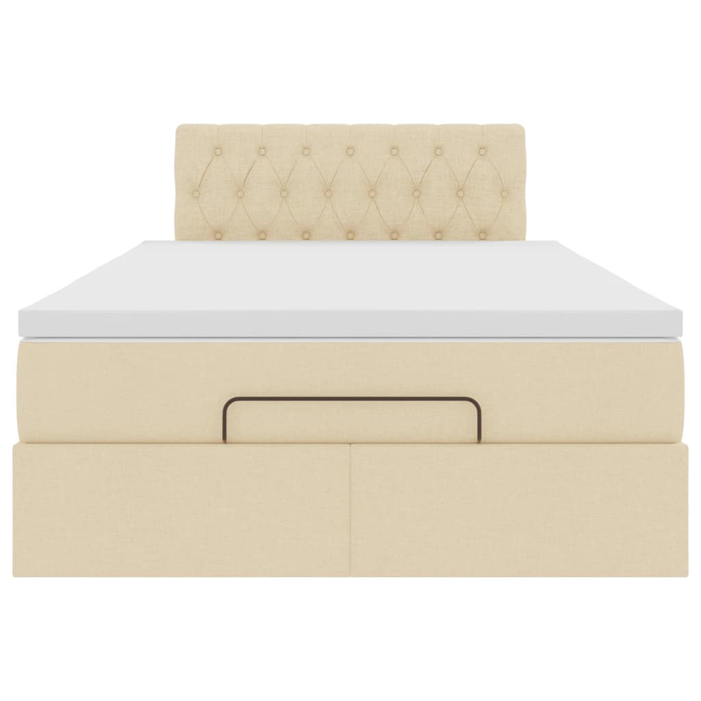 Pat otoman cu saltea și LED-uri, crem, 120x190cm, textil GartenMobel Dekor