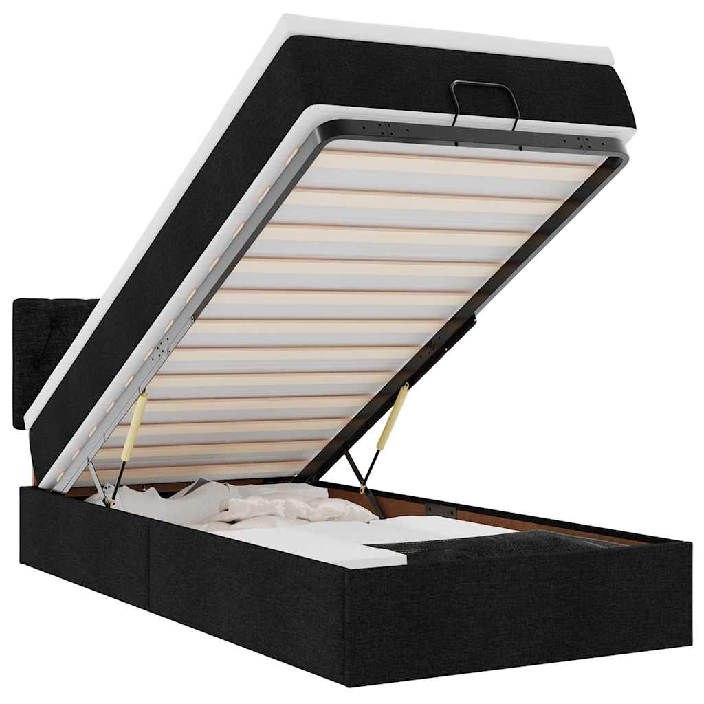 Pat otoman cu saltea și LED-uri, negru, 80x200cm, textil GartenMobel Dekor