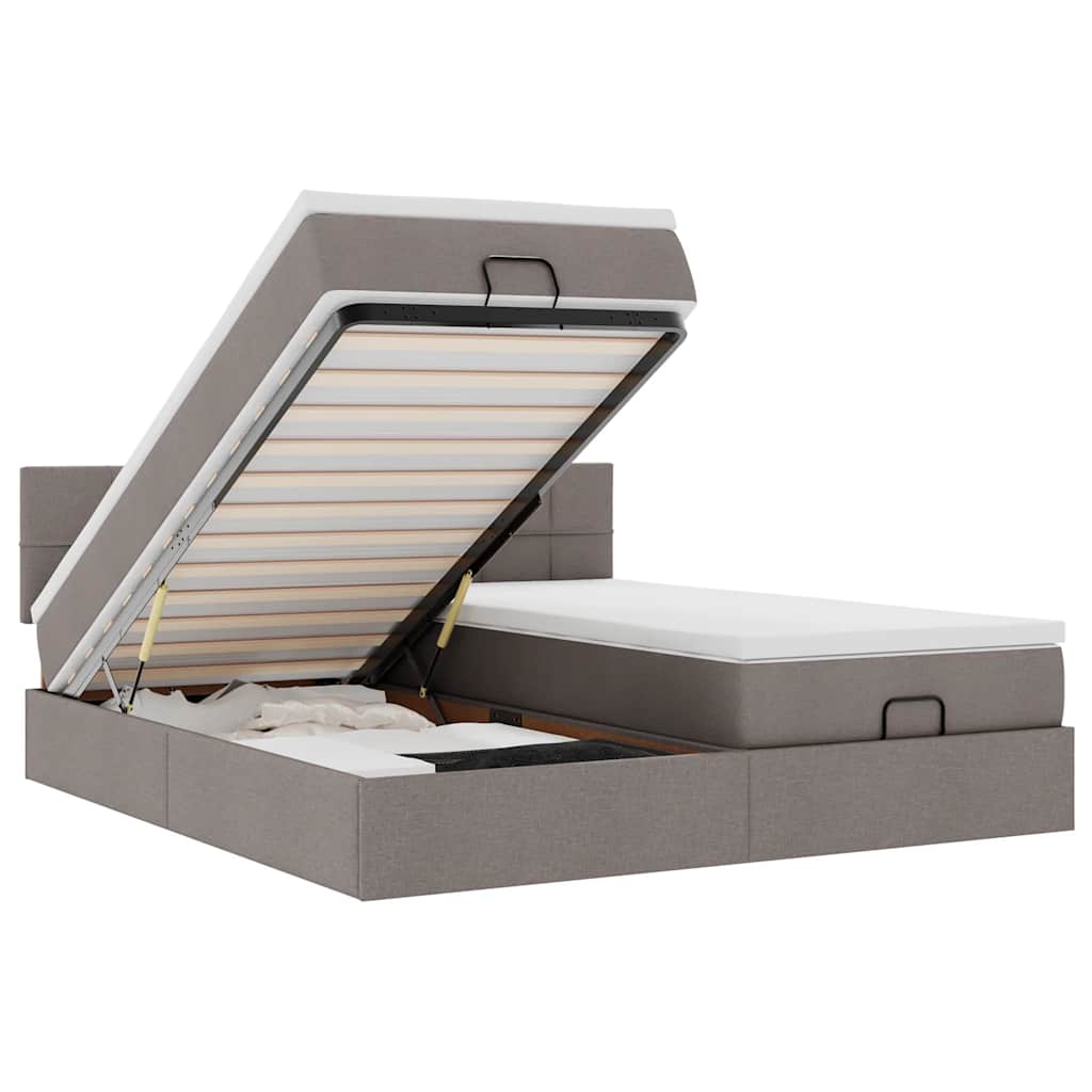 Cadru de pat otoman cu saltele Taupe 180x200cm Material GartenMobel Dekor