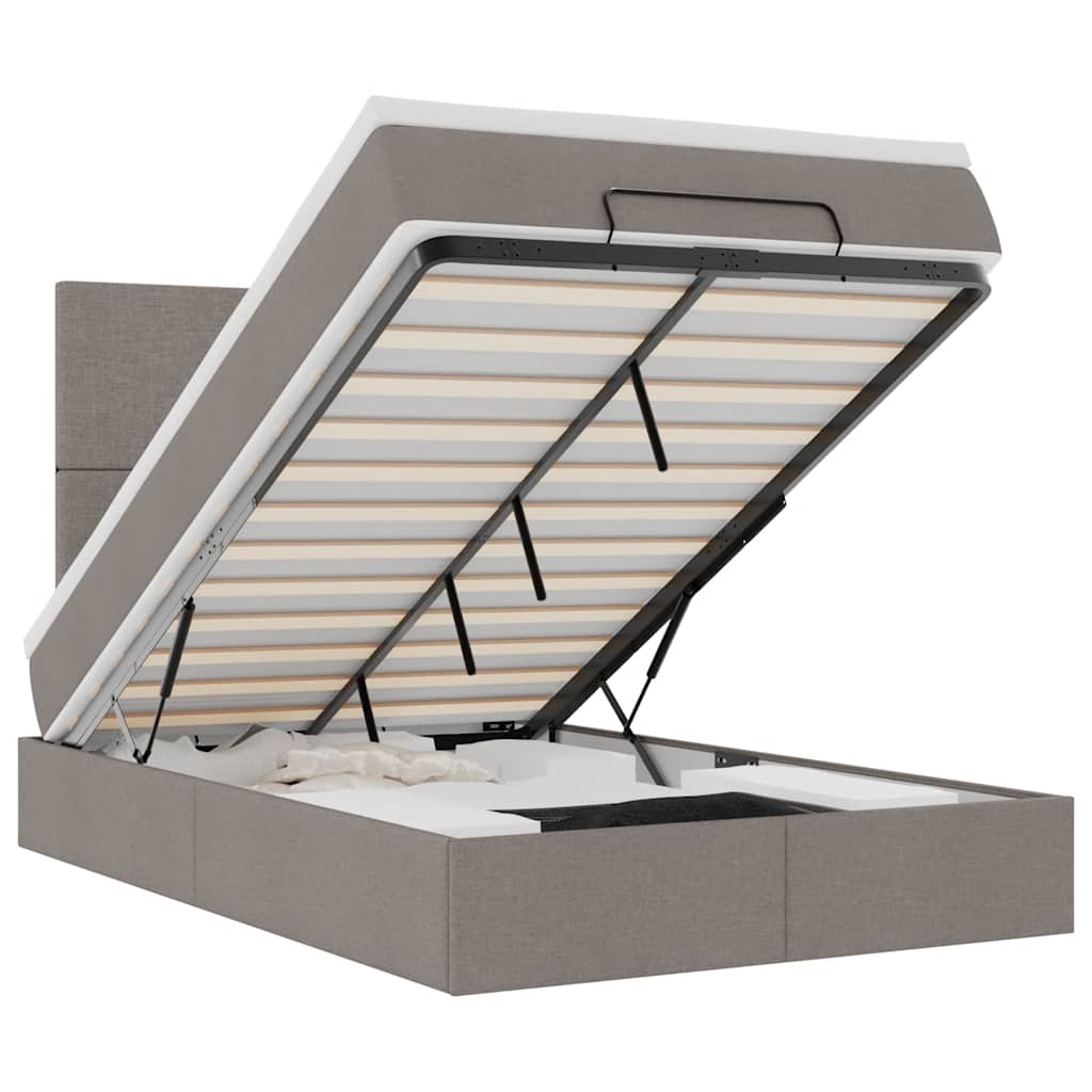 Cadru de pat otoman cu saltea Taupe 120x190 cm Material GartenMobel Dekor