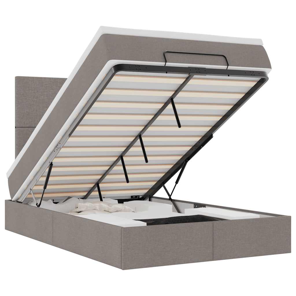 Cadru de pat otoman cu saltea Taupe 120x200cm Material GartenMobel Dekor
