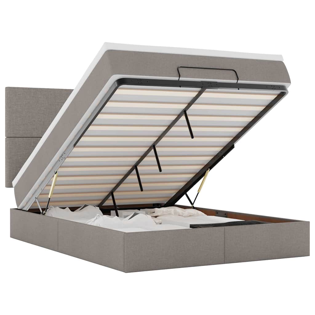 Cadru de pat otoman cu saltea Taupe 140x190cm Material GartenMobel Dekor