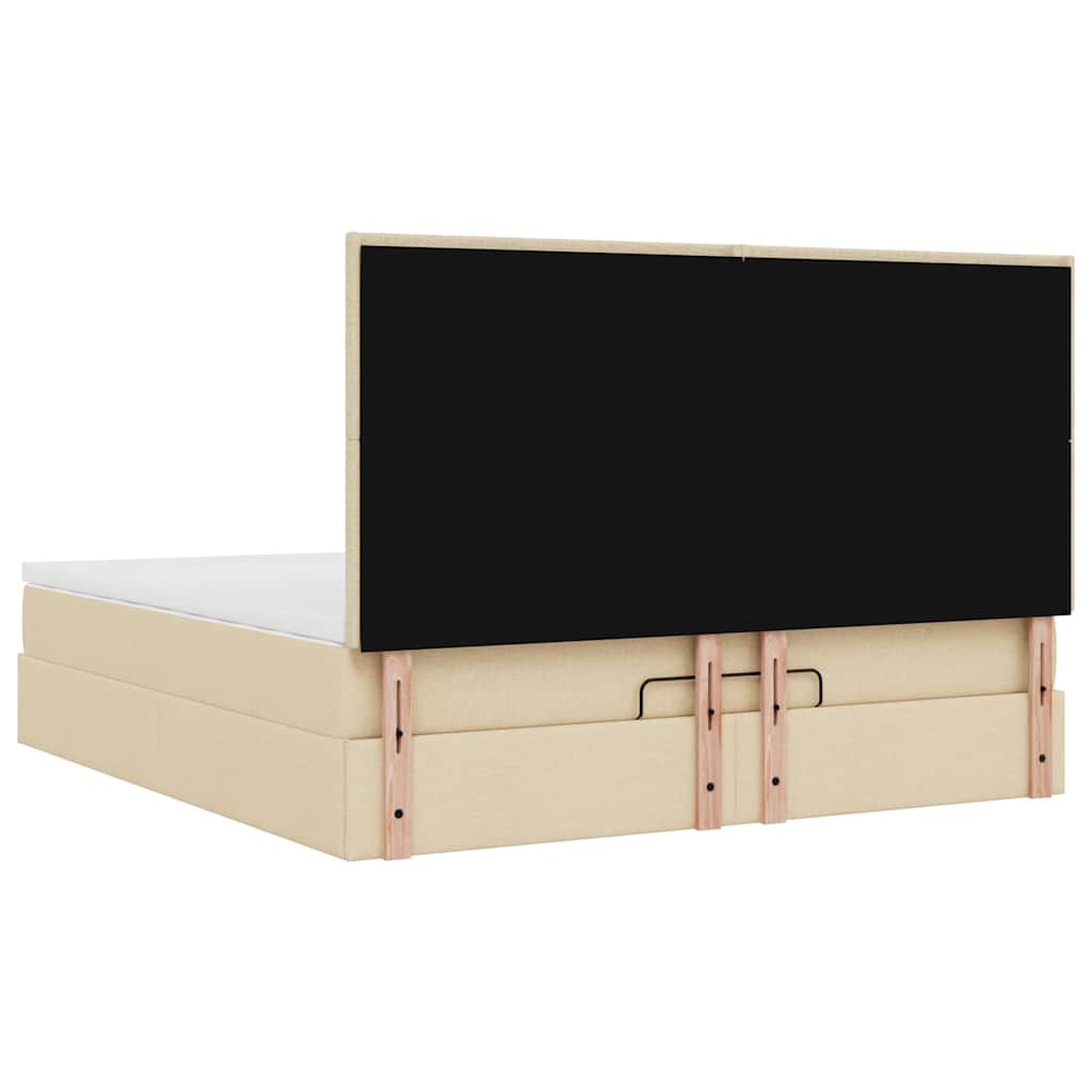 Cadru de pat otoman cu saltea crem 180x200cm stofa GartenMobel Dekor