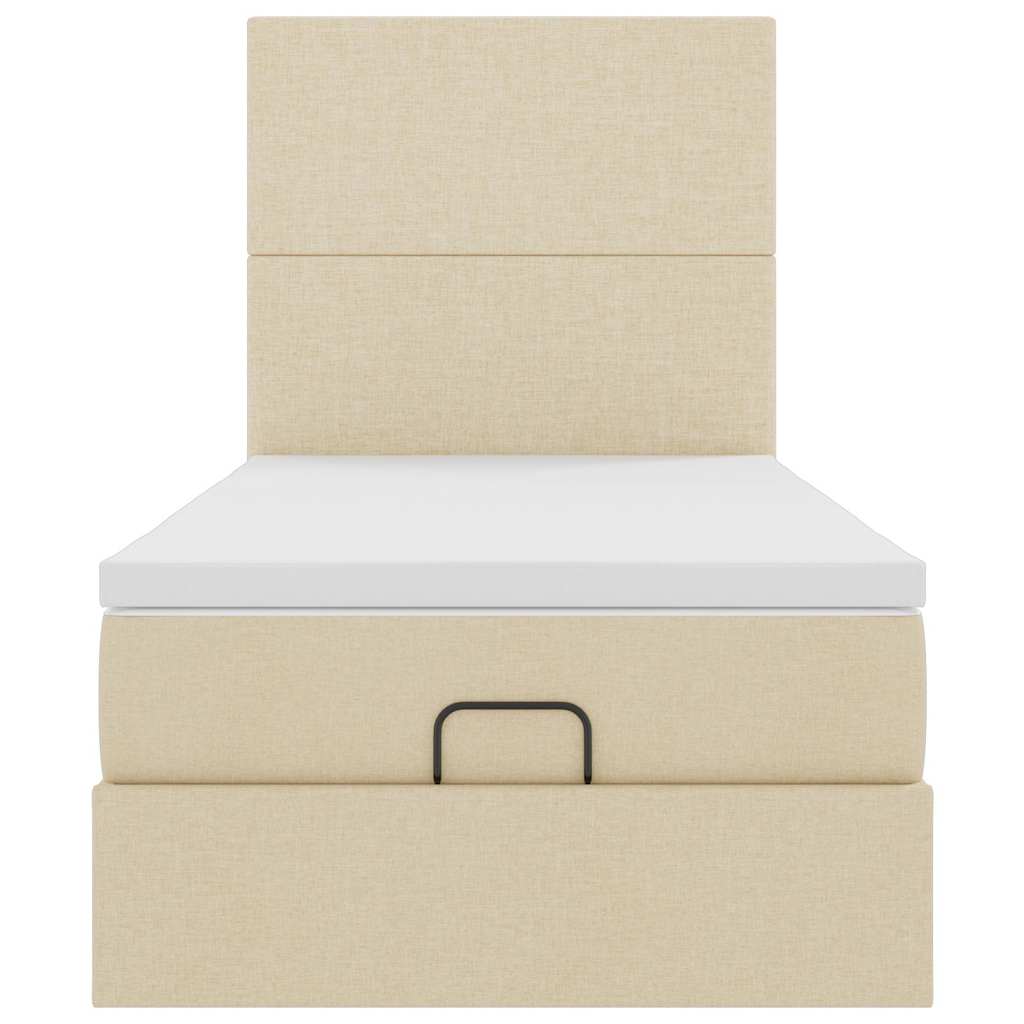 Cadru de pat otoman cu saltea crem 90x190cm stofa GartenMobel Dekor