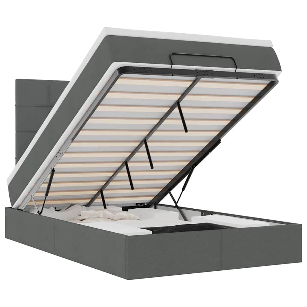 Cadru pat otoman cu saltea țesătură gri închis 120x190 cm GartenMobel Dekor