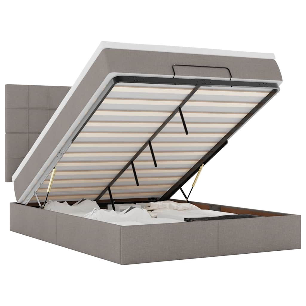 Cadru de pat otoman cu saltea Taupe 140x190cm Material GartenMobel Dekor