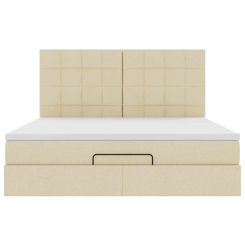 Cadru de pat otoman cu saltea crem 180x200cm stofa GartenMobel Dekor
