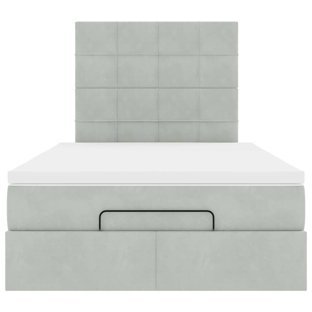 Cadru de pat otoman cu saltele Gri deschis 120x190cm catifea GartenMobel Dekor