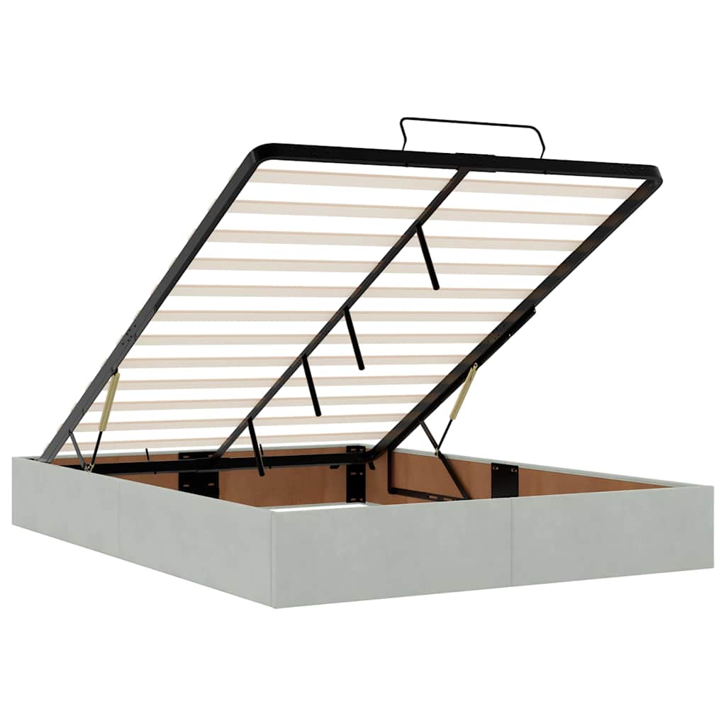 Cadru de pat otoman cu saltele Gri deschis 140x190cm catifea GartenMobel Dekor