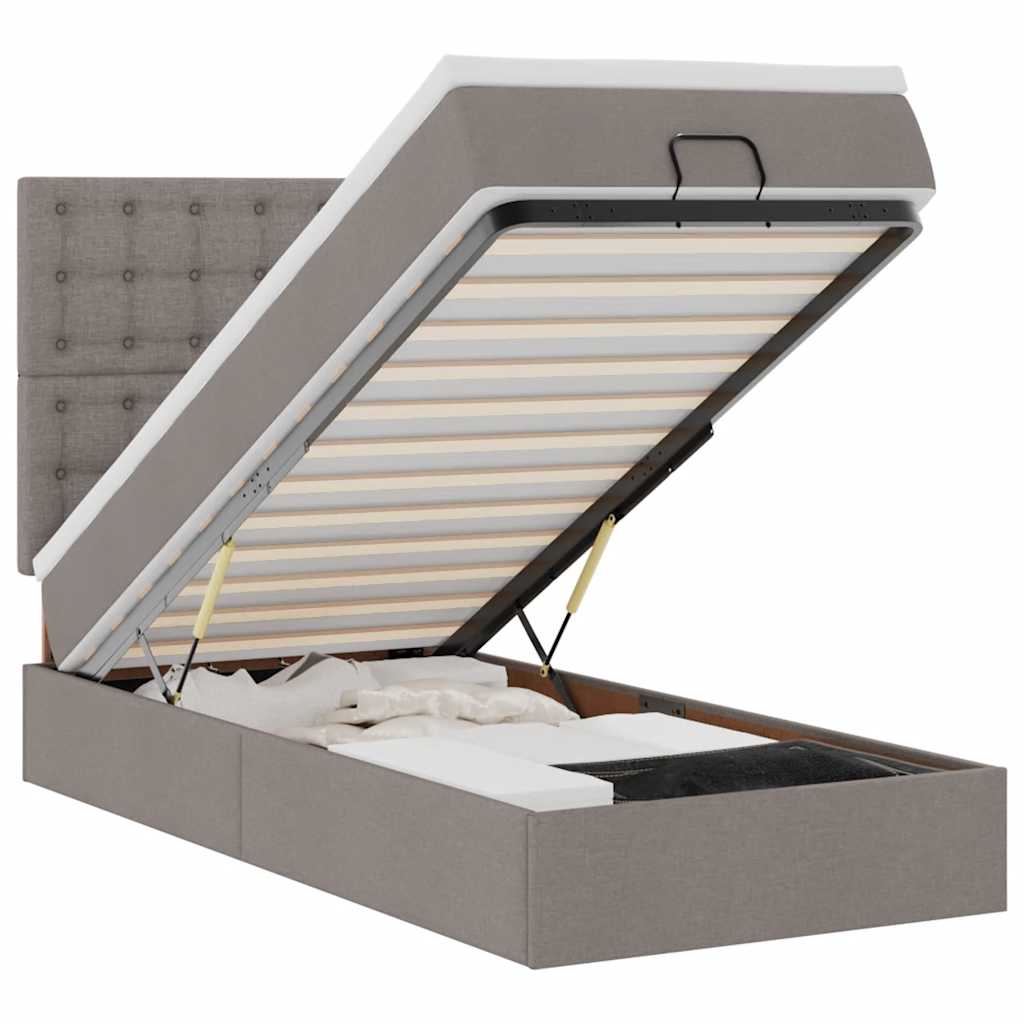 Pat otoman cu saltea Taupe 90x200 cm Stofa GartenMobel Dekor