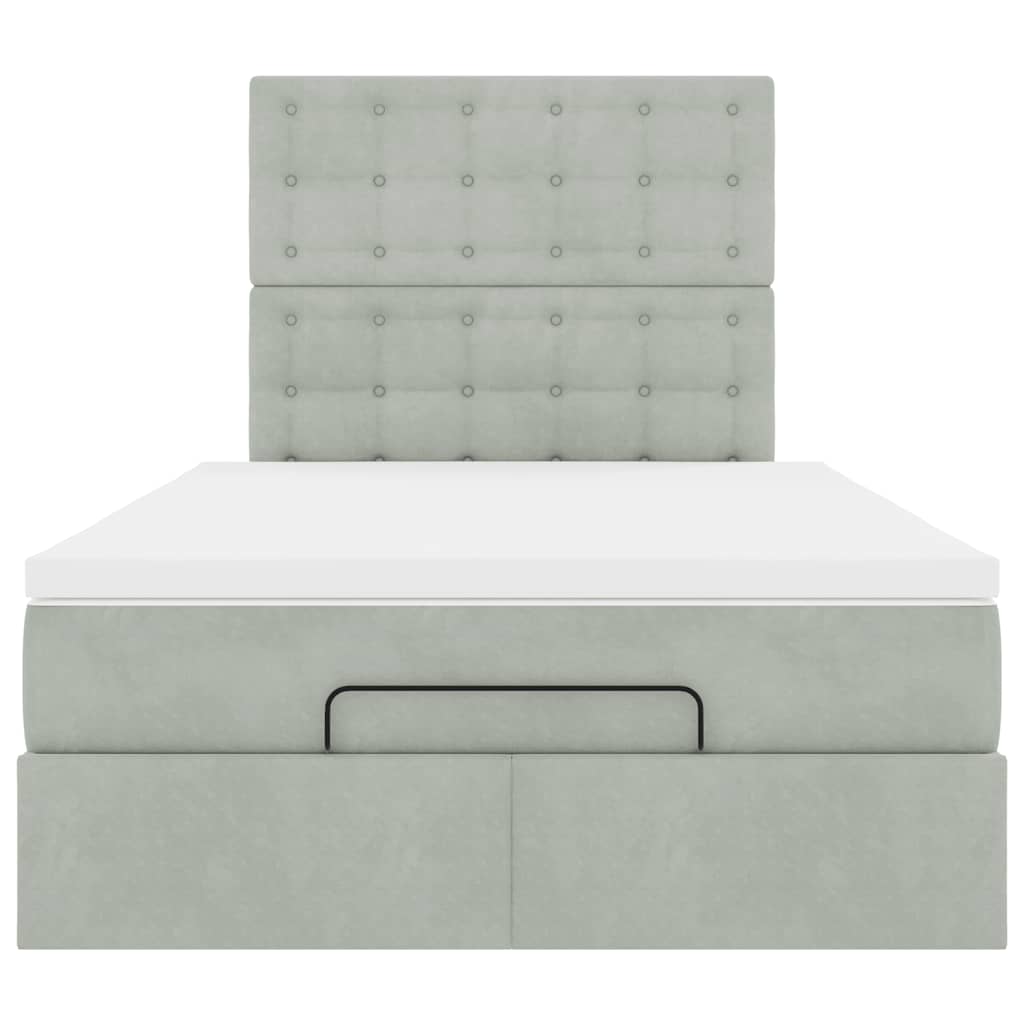 Cadru de pat otoman cu saltele Gri deschis 120x190cm catifea GartenMobel Dekor