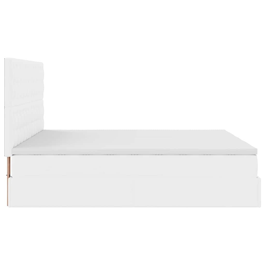 Cadru pat otoman cu saltele alb pur 180x200cm piele artificială GartenMobel Dekor