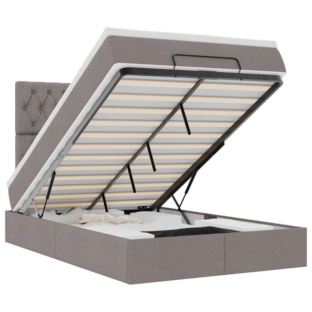 Cadru de pat otoman cu saltea Taupe 120x190 cm Material GartenMobel Dekor