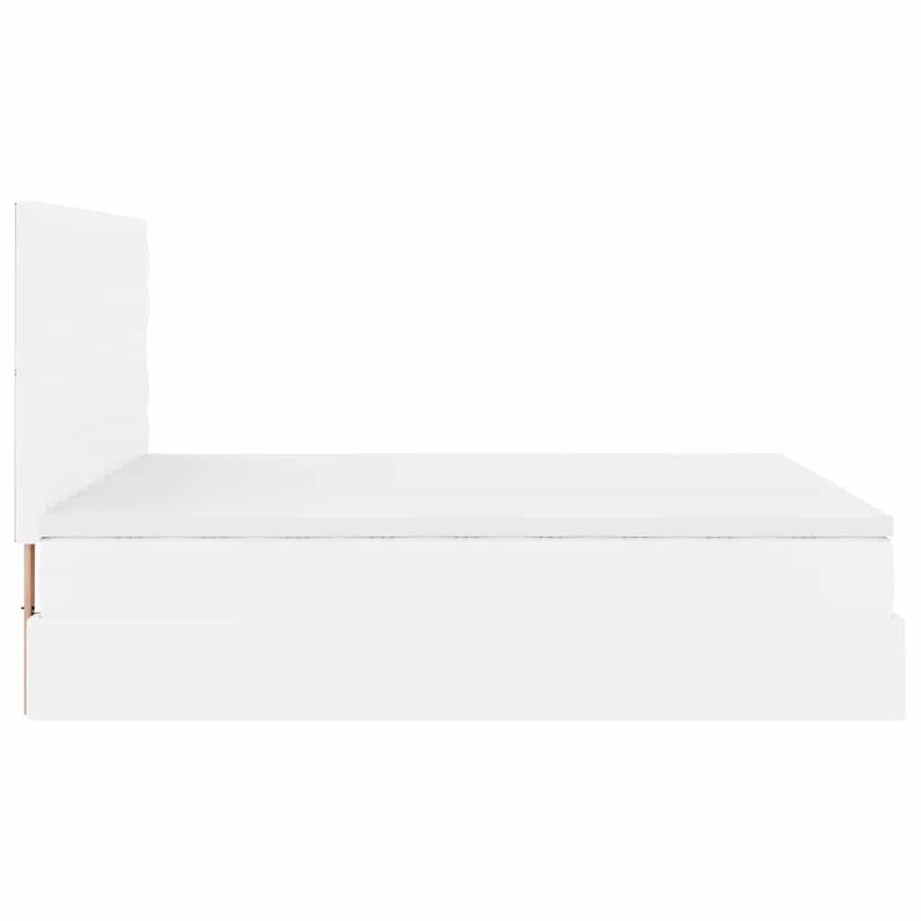 Cadru de pat otoman cu saltele alb 180x200cm piele artificială GartenMobel Dekor