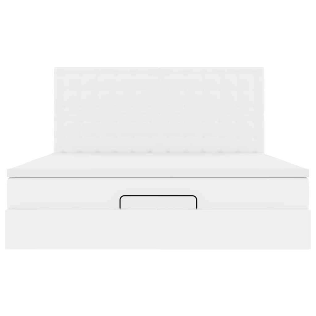Cadru de pat otoman cu saltele alb 180x200cm piele artificială GartenMobel Dekor