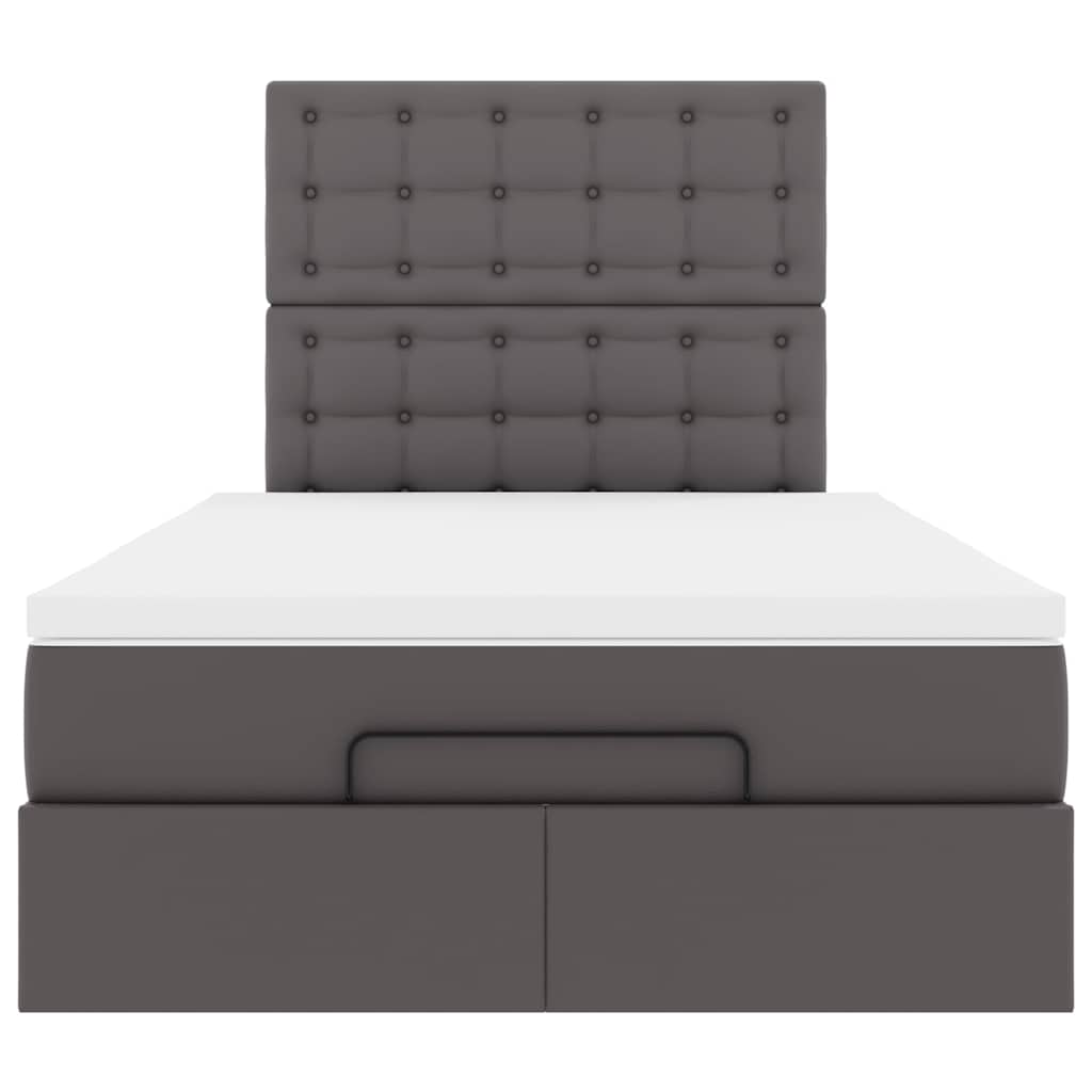 Cadru pat otoman cu saltea gri 120x190 cm piele artificială GartenMobel Dekor