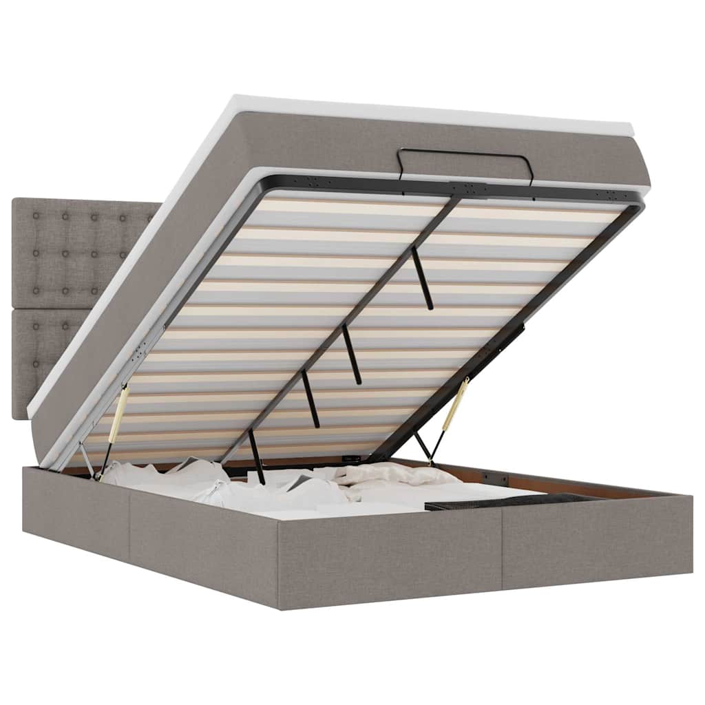 Cadru de pat otoman cu saltea Taupe 140x190cm Material GartenMobel Dekor