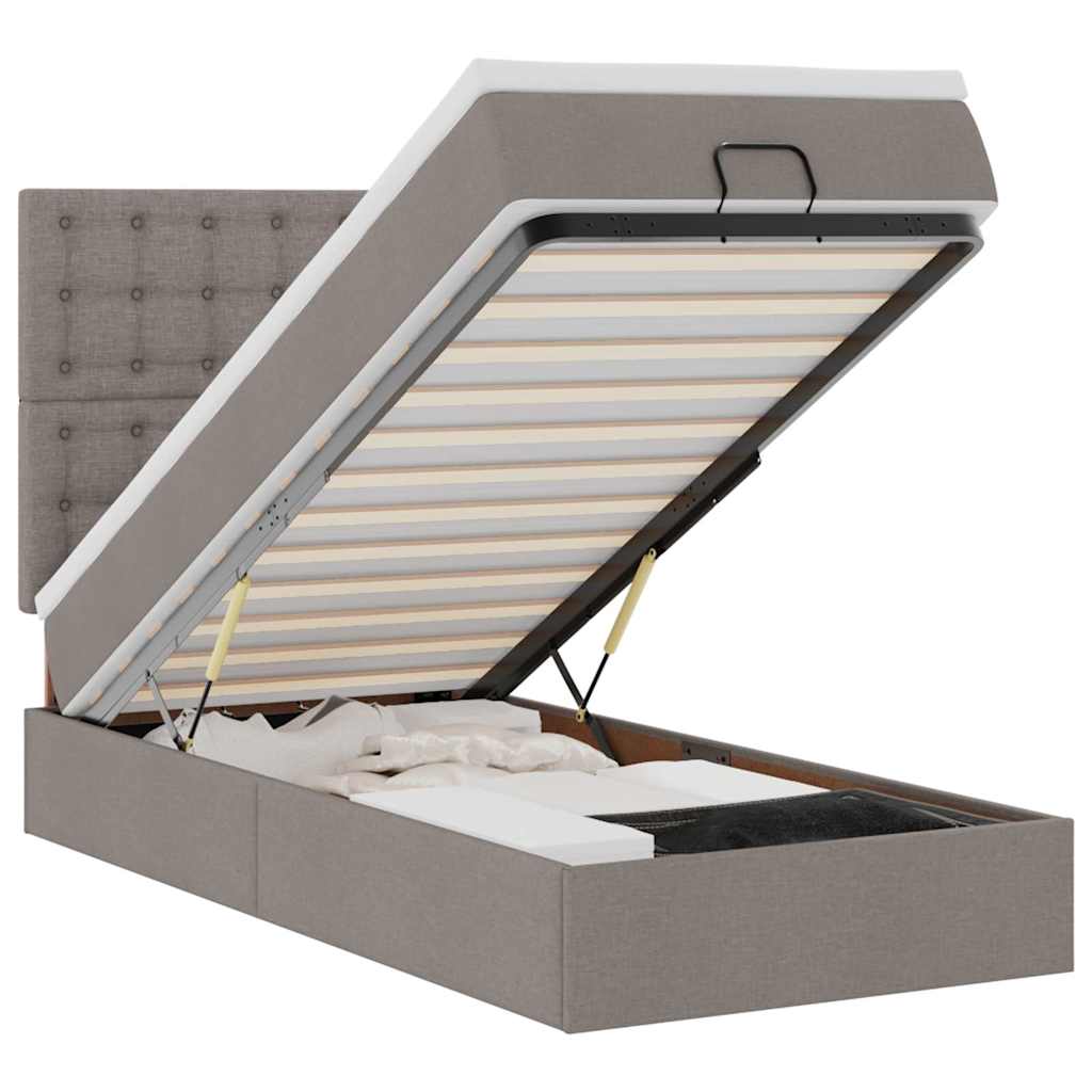 Cadru de pat otoman cu saltea Taupe 90x190cm Material GartenMobel Dekor