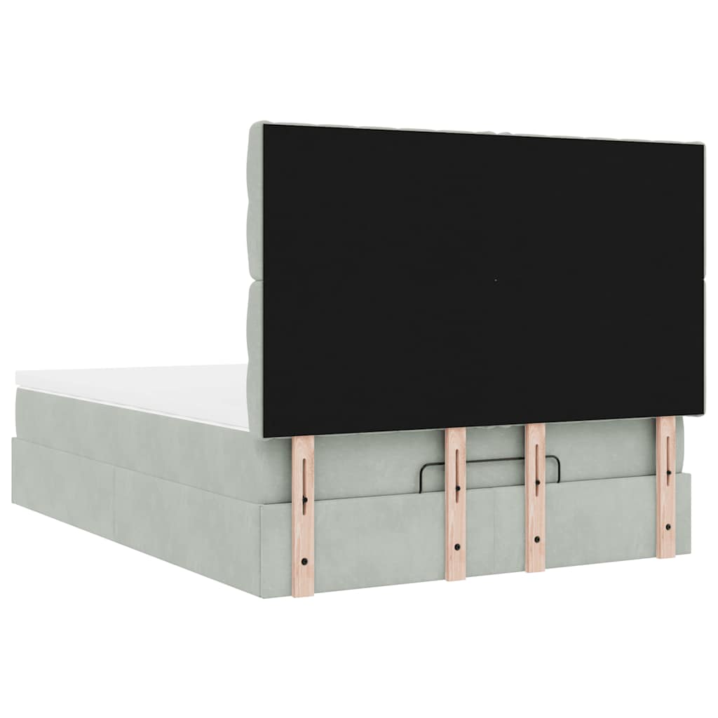 Cadru de pat otoman cu saltele Gri deschis 140x190cm catifea GartenMobel Dekor