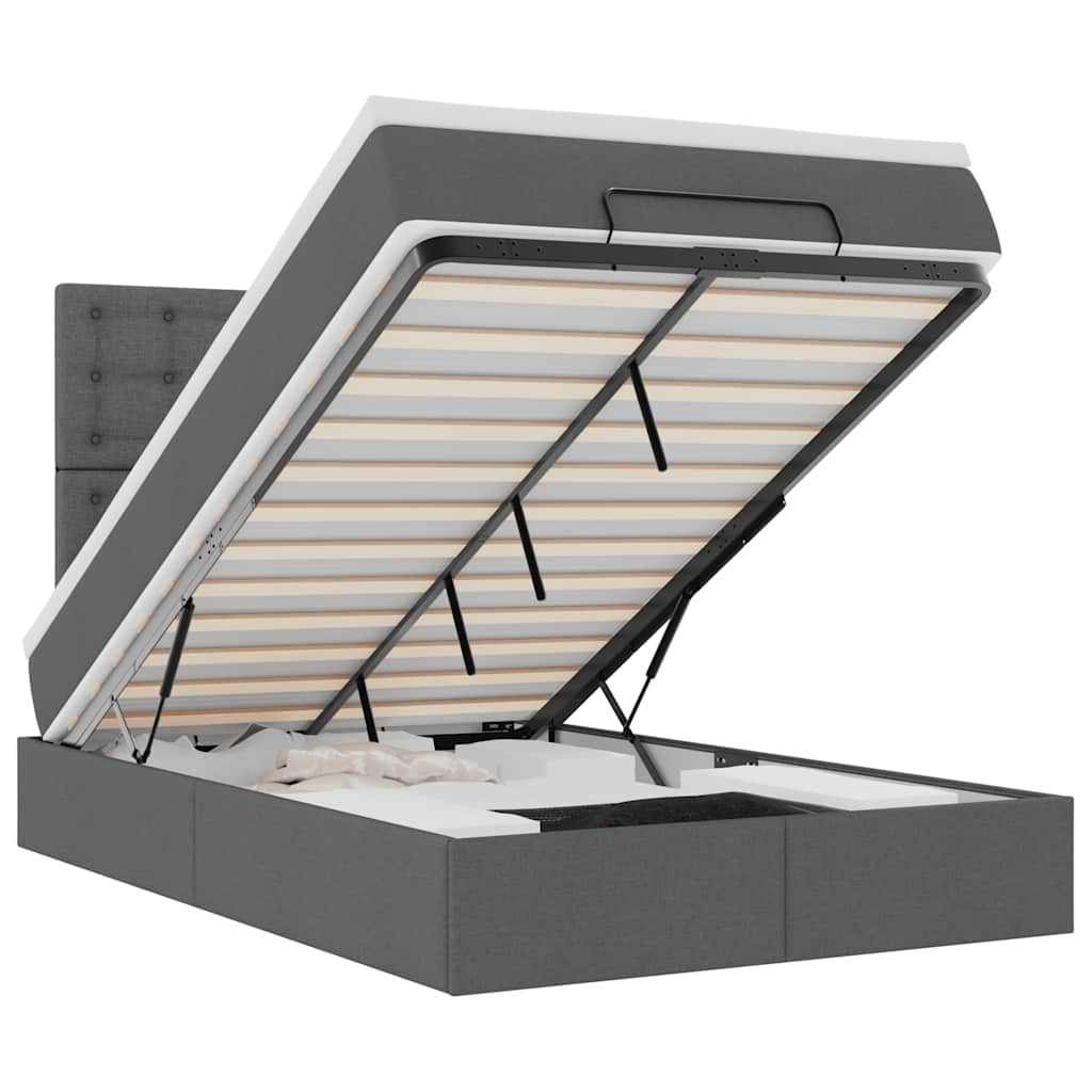 Cadru pat otoman cu saltea țesătură gri închis 120x190 cm GartenMobel Dekor