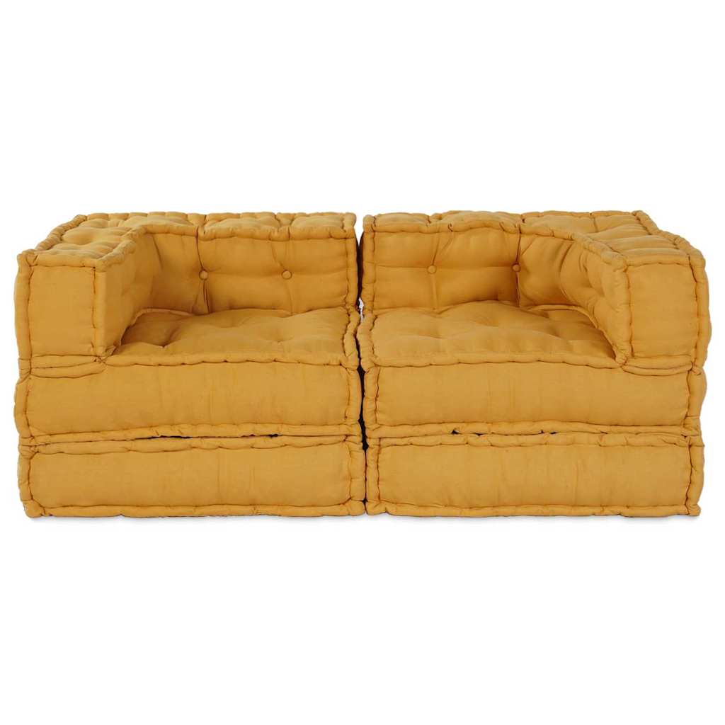 Canapea modulară Manual 2 pcs Galben 70 x 70 x 56 cm țesătură GartenMobel Dekor