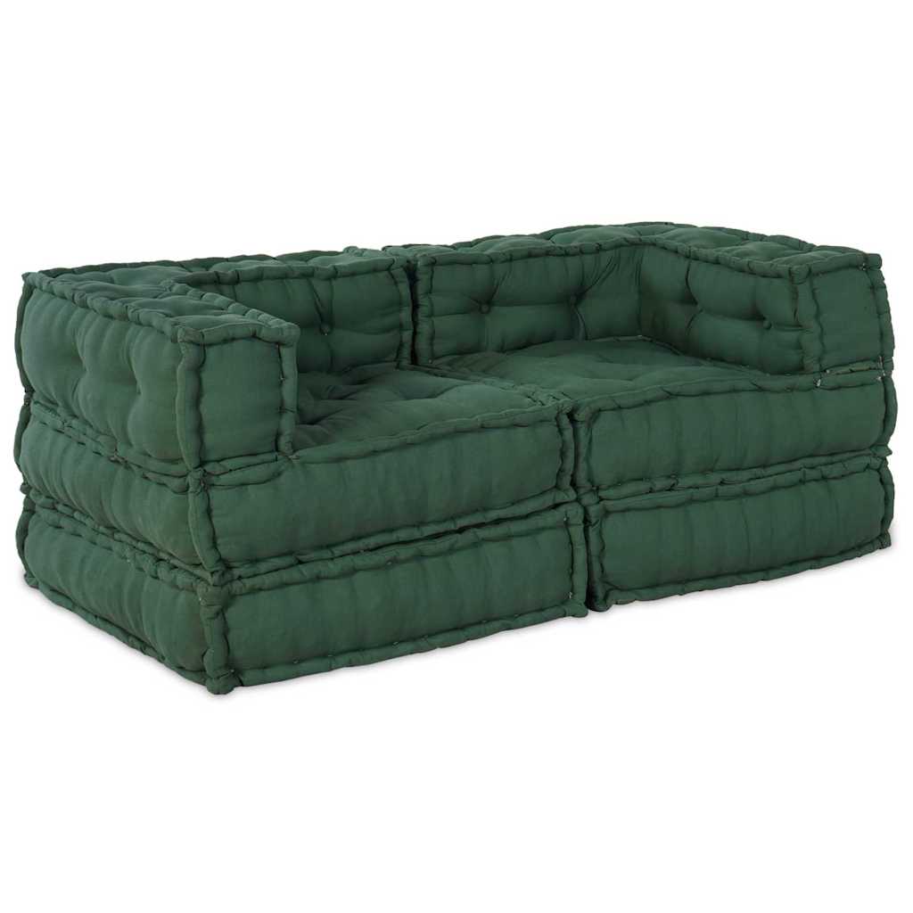 Canapea modulară Manual 2 pcs Verde 70 x 70 x 56 cm țesătură GartenMobel Dekor