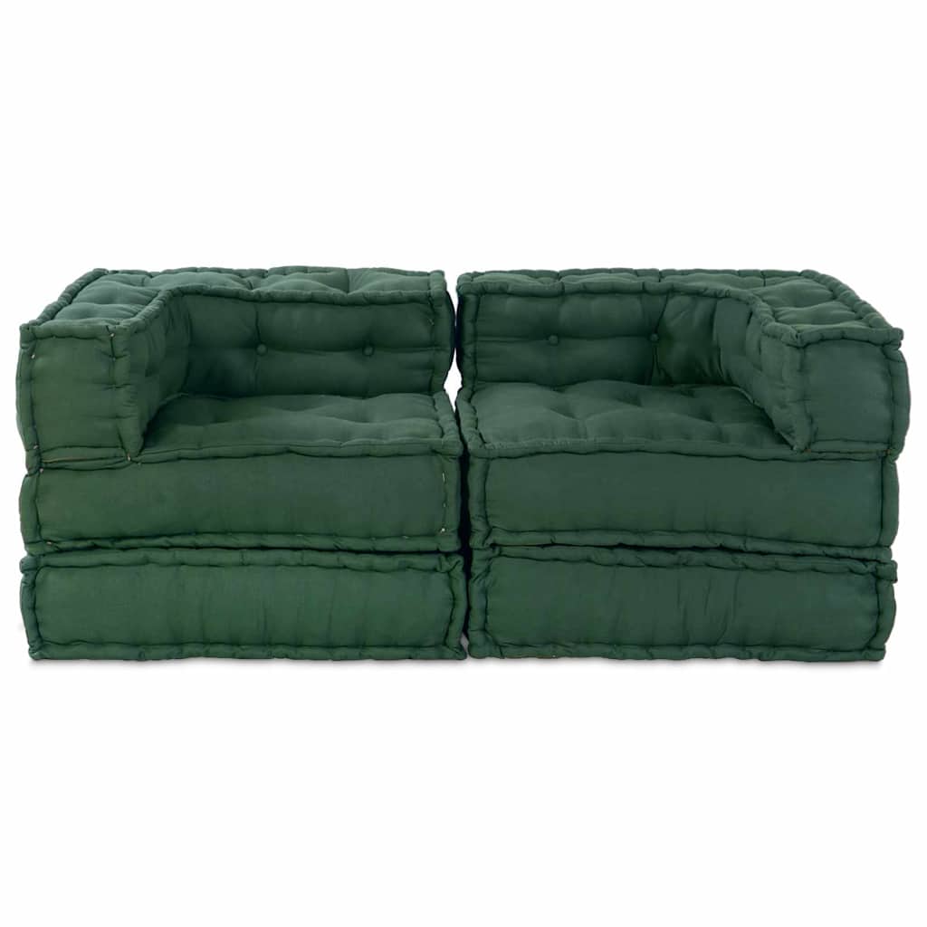 Canapea modulară Manual 2 pcs Verde 70 x 70 x 56 cm țesătură GartenMobel Dekor