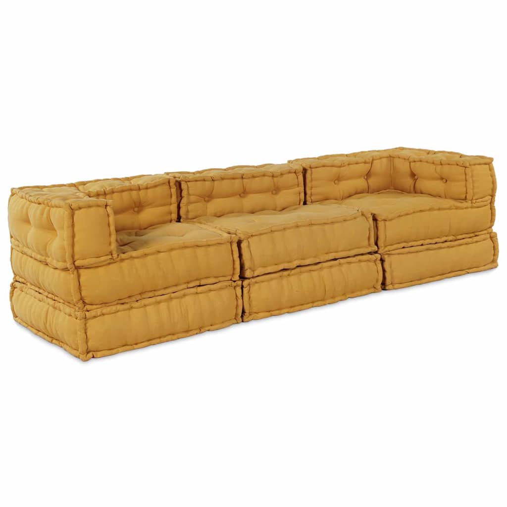 Canapea modulară Manual 3 pcs Galben 70 x 70 x 56 cm țesătură GartenMobel Dekor