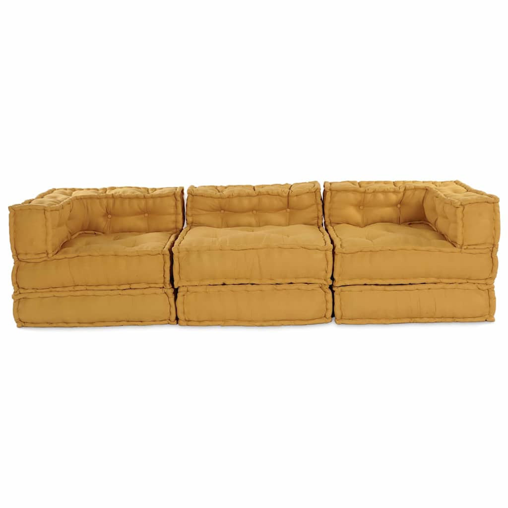 Canapea modulară Manual 3 pcs Galben 70 x 70 x 56 cm țesătură GartenMobel Dekor