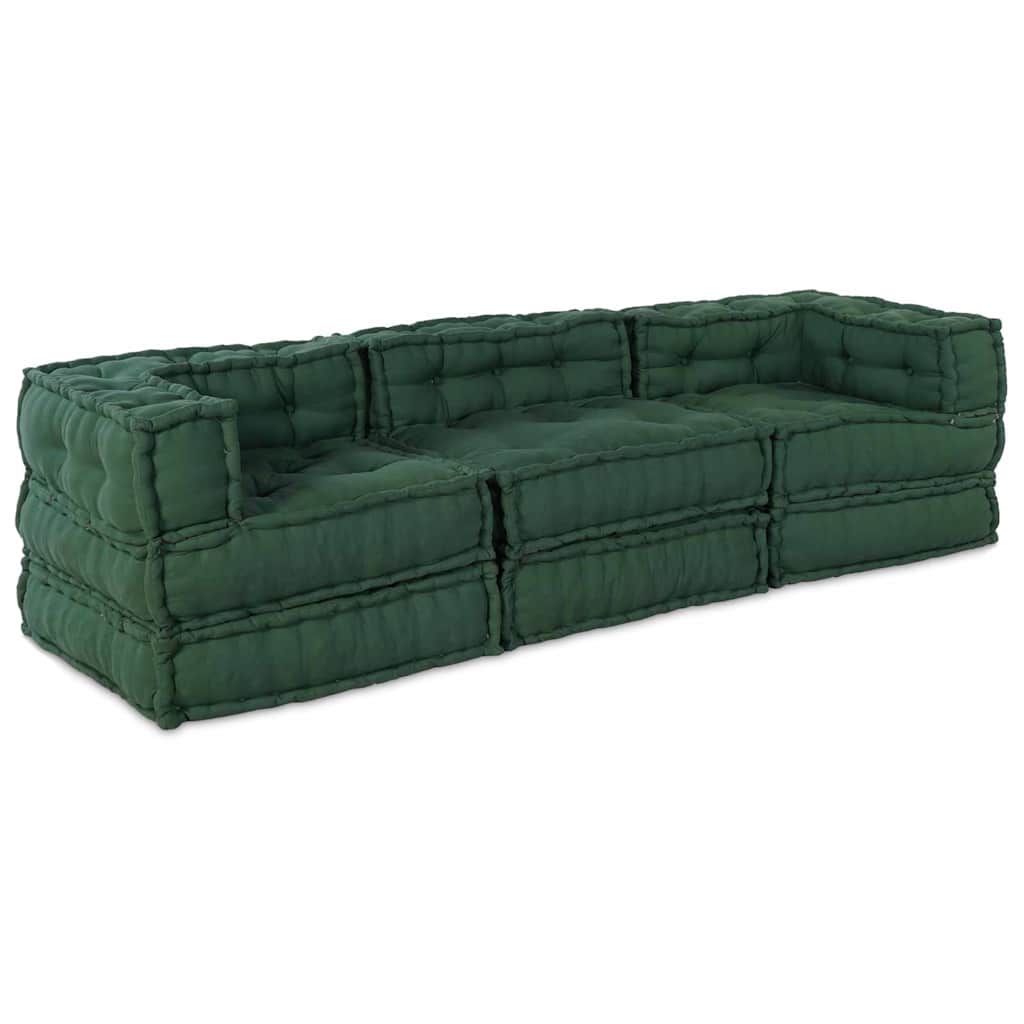 Canapea modulară Manual 3 pcs Verde 70 x 70 x 56 cm țesătură GartenMobel Dekor