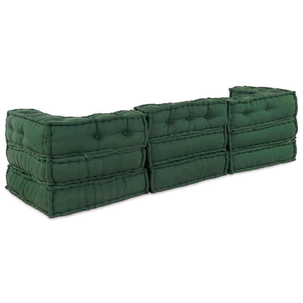 Canapea modulară Manual 3 pcs Verde 70 x 70 x 56 cm țesătură GartenMobel Dekor
