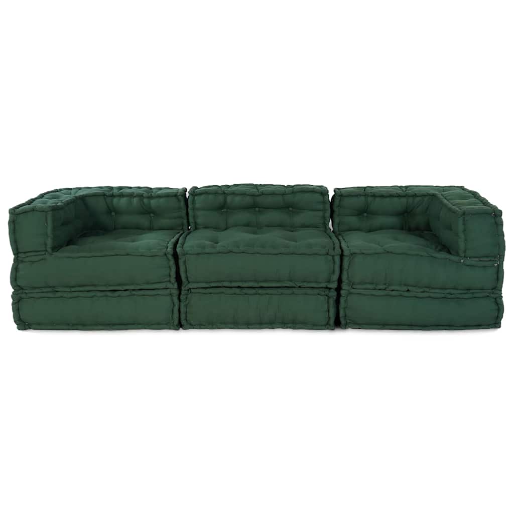 Canapea modulară Manual 3 pcs Verde 70 x 70 x 56 cm țesătură GartenMobel Dekor