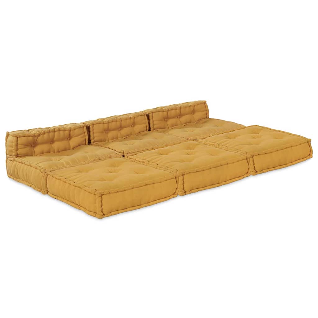 Canapea modulară Manual 4 pcs Galben 70 x 70 x 56 cm țesătură GartenMobel Dekor