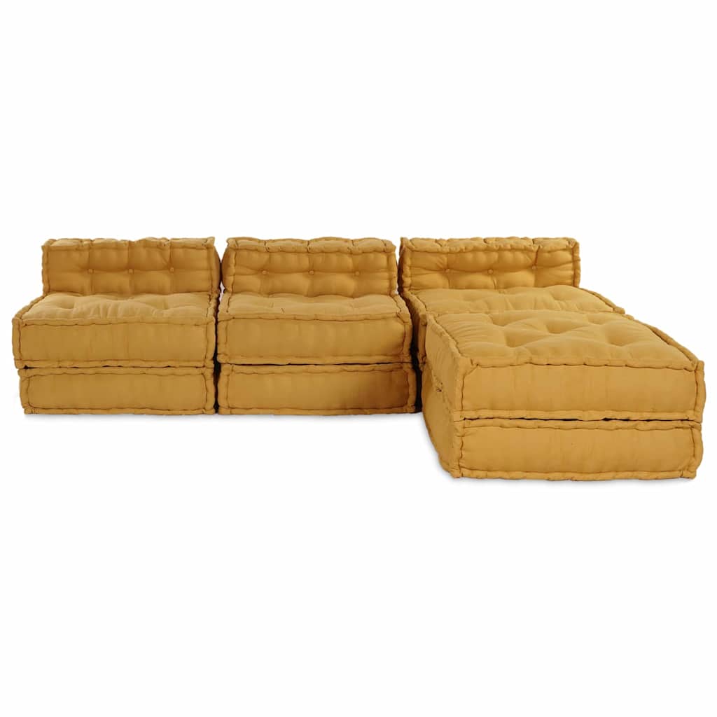 Canapea modulară Manual 4 pcs Galben 70 x 70 x 56 cm țesătură GartenMobel Dekor