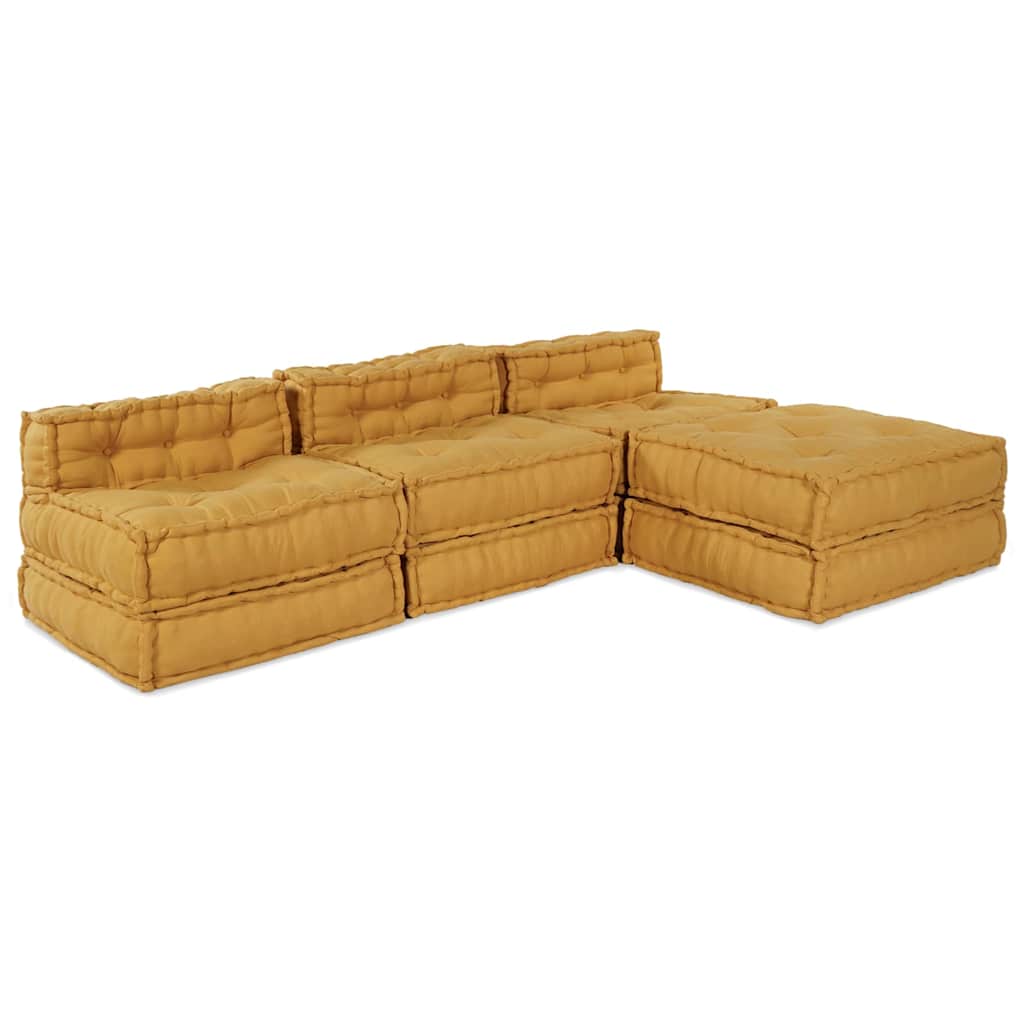 Canapea modulară Manual 4 pcs Galben 70 x 70 x 56 cm țesătură GartenMobel Dekor