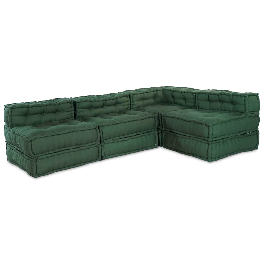 Canapea modulară Manual 4 pcs Verde 70 x 70 x 56 cm țesătură GartenMobel Dekor