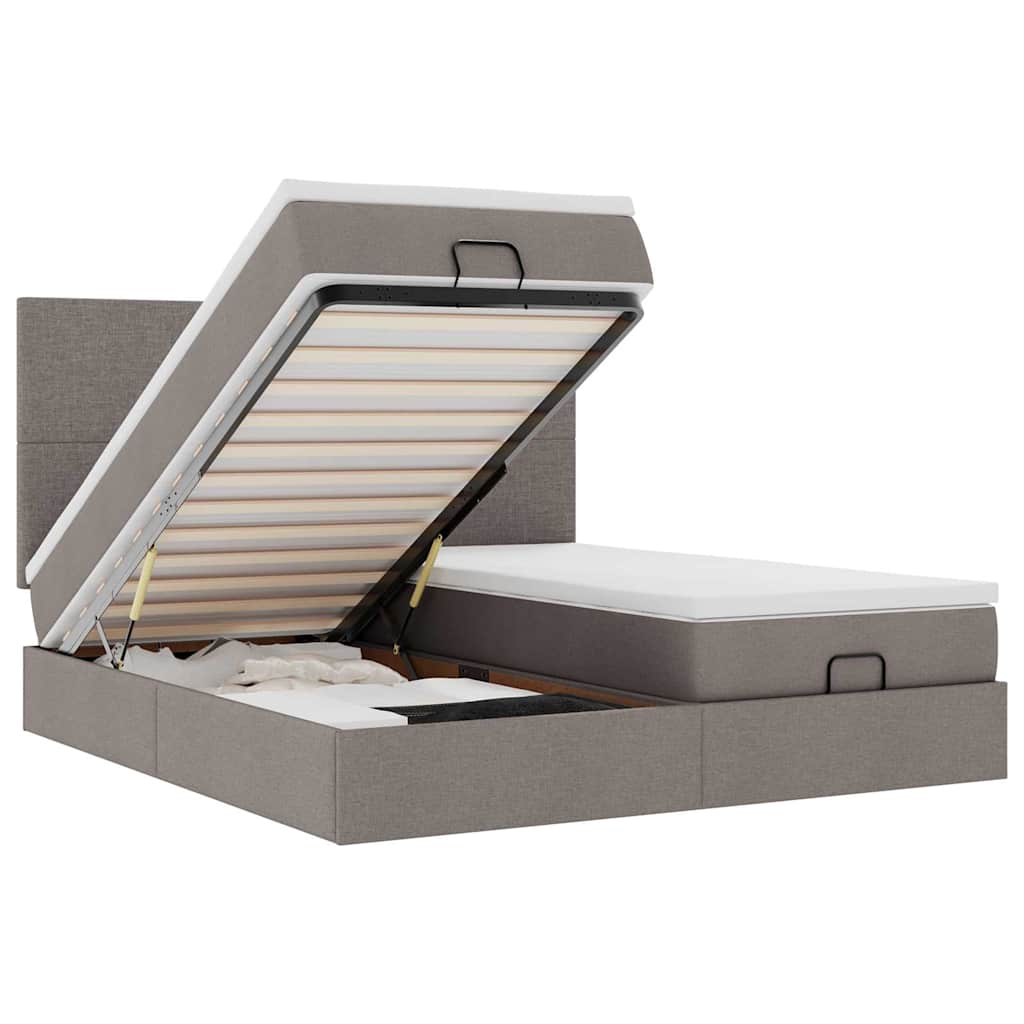 Cadru de pat otoman cu saltele Taupe 180x200cm Material GartenMobel Dekor