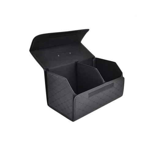 Organizator portbagaj auto Premium din piele ecologica negru cu cusatura neagra 55x30x30 cm Cod: RAZ451 Automotive TrustedCars