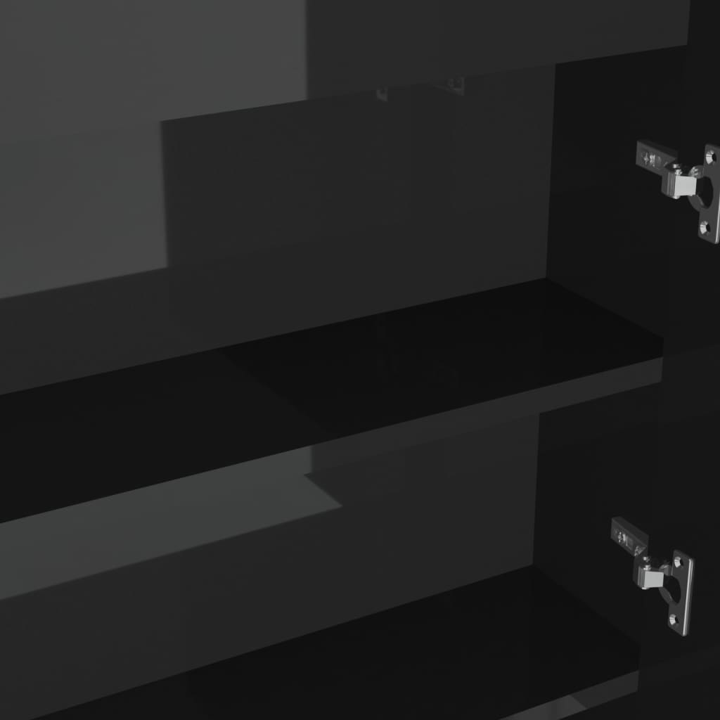 Dulap de baie cu oglindă, negru strălucitor, 80x15x60 cm, MDF GartenMobel Dekor