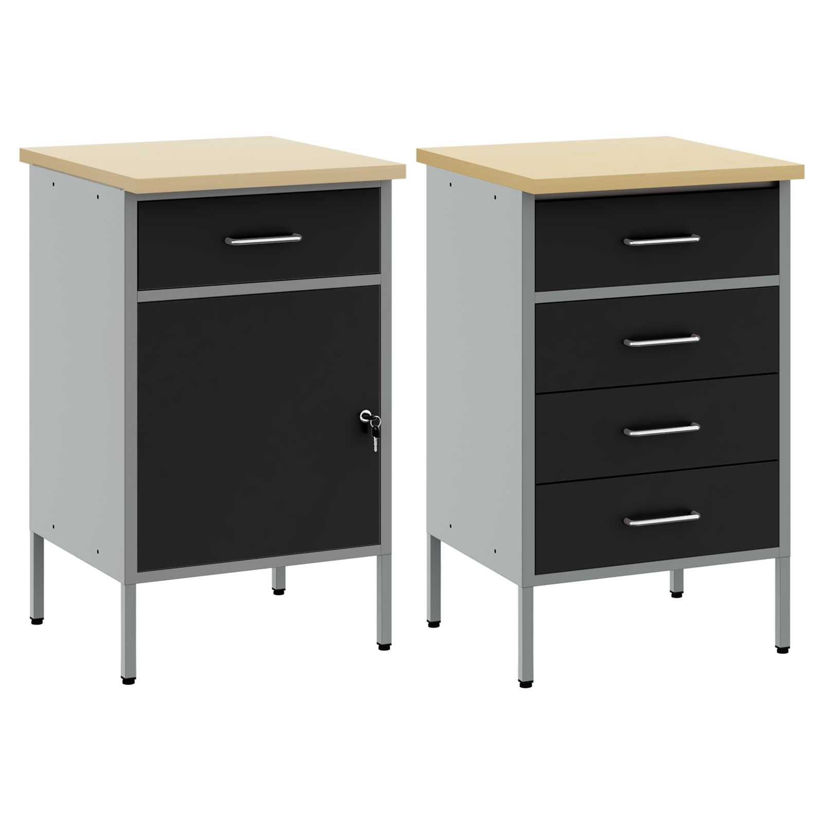 Dulap de lucru cu sertar 2 pcs Negru și Gri 100 x 55 x 85 cm GartenMobel Dekor