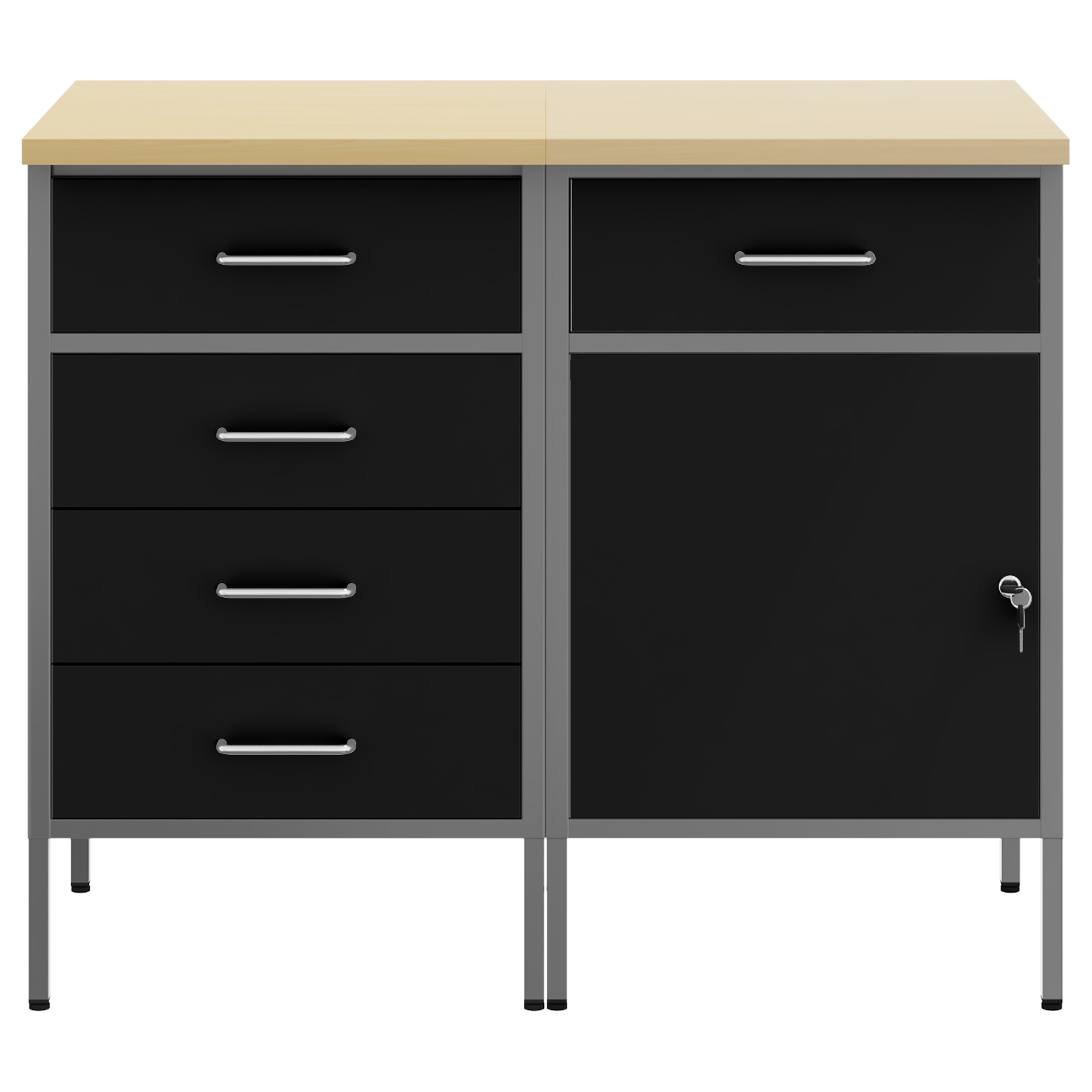 Dulap de lucru cu sertar 2 pcs Negru și Gri 100 x 55 x 85 cm GartenMobel Dekor