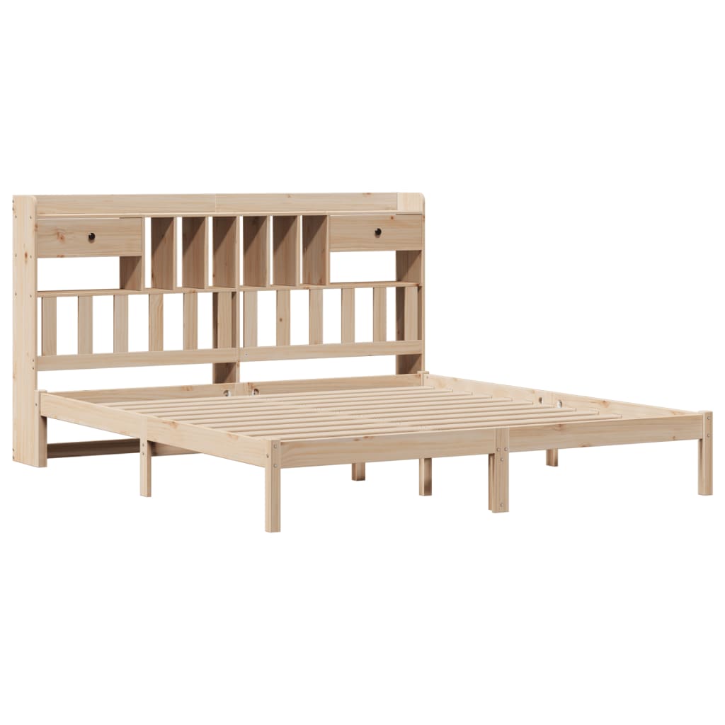 Pat cu bibliotecă fără saltea, 180x200 cm, lemn masiv de pin GartenMobel Dekor