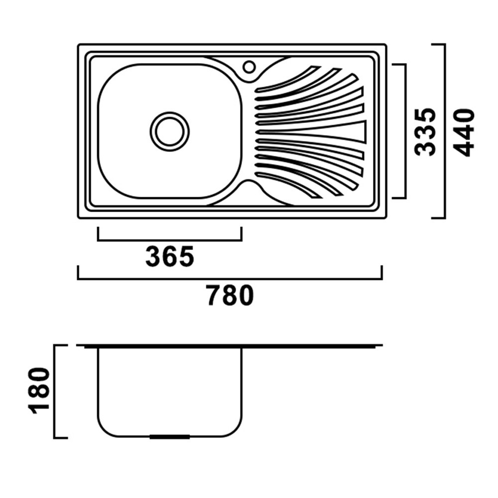 Leziter Chiuvetă Boli pătrată cu o singură cuvă cu picurare din oțel inoxidabil Mobalis Homvera